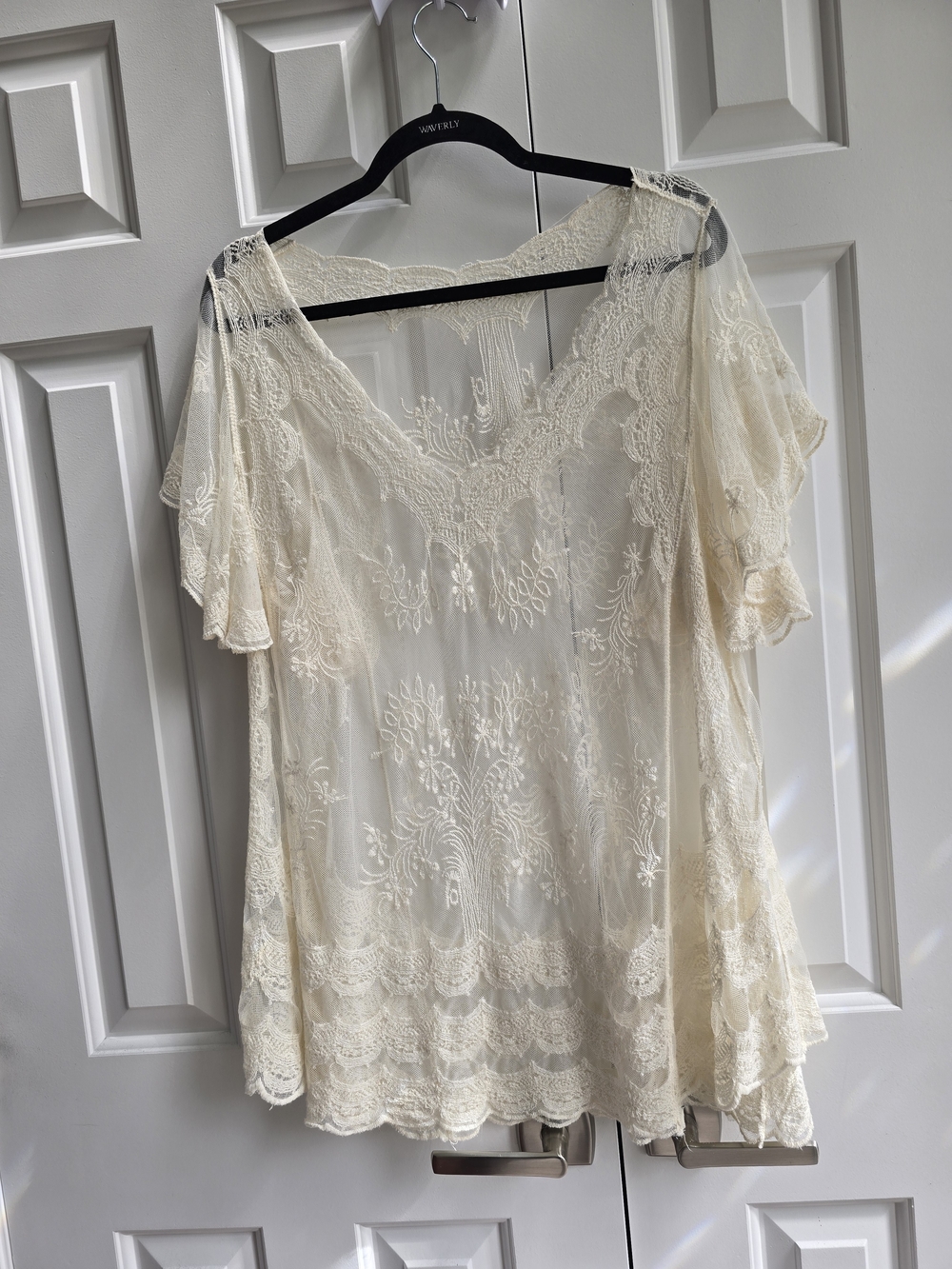 Sheer Lace Boho Blouse in Ivory